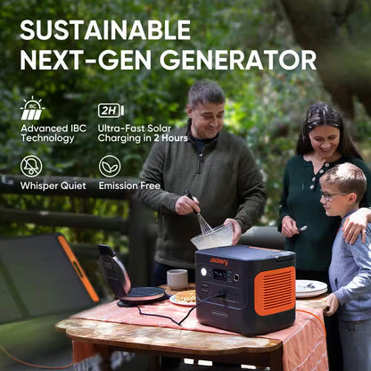 Expandable 2000W Solar Generator – 4000W Peak, LiFePO4 Battery, Dual 100W Panels, Push-Start