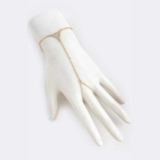 Pave Crystal Triangle Hand Chain