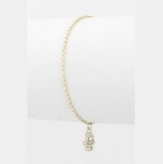 Tiny Hanging Crystal Hamsa Bracelet