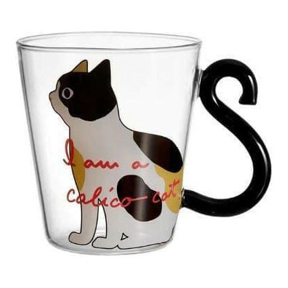 Glass Water Cup With Cute Cat Design - Nakinsige