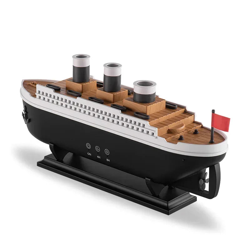 AromaMist ship diffuser shown from the bow side with the propeller visible at the stern, white background