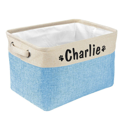 Custom Dog Toys Storage Bins Canvas Collapsible Dog Accessories Storage Basket Bin Pet Organizer Box Perfect For Organizing Toys.