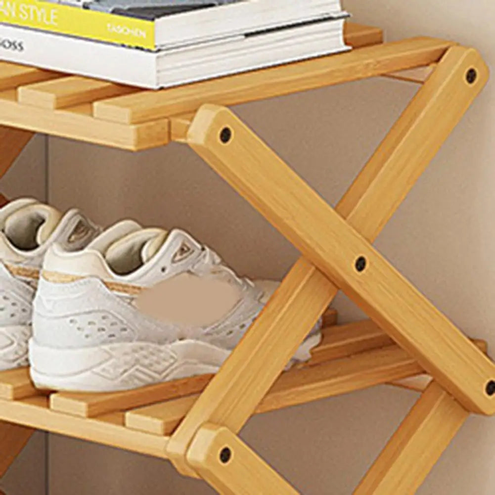 Bamboo Folding Shoe Rack – Space-Saving Organizer (2–5 Layers)