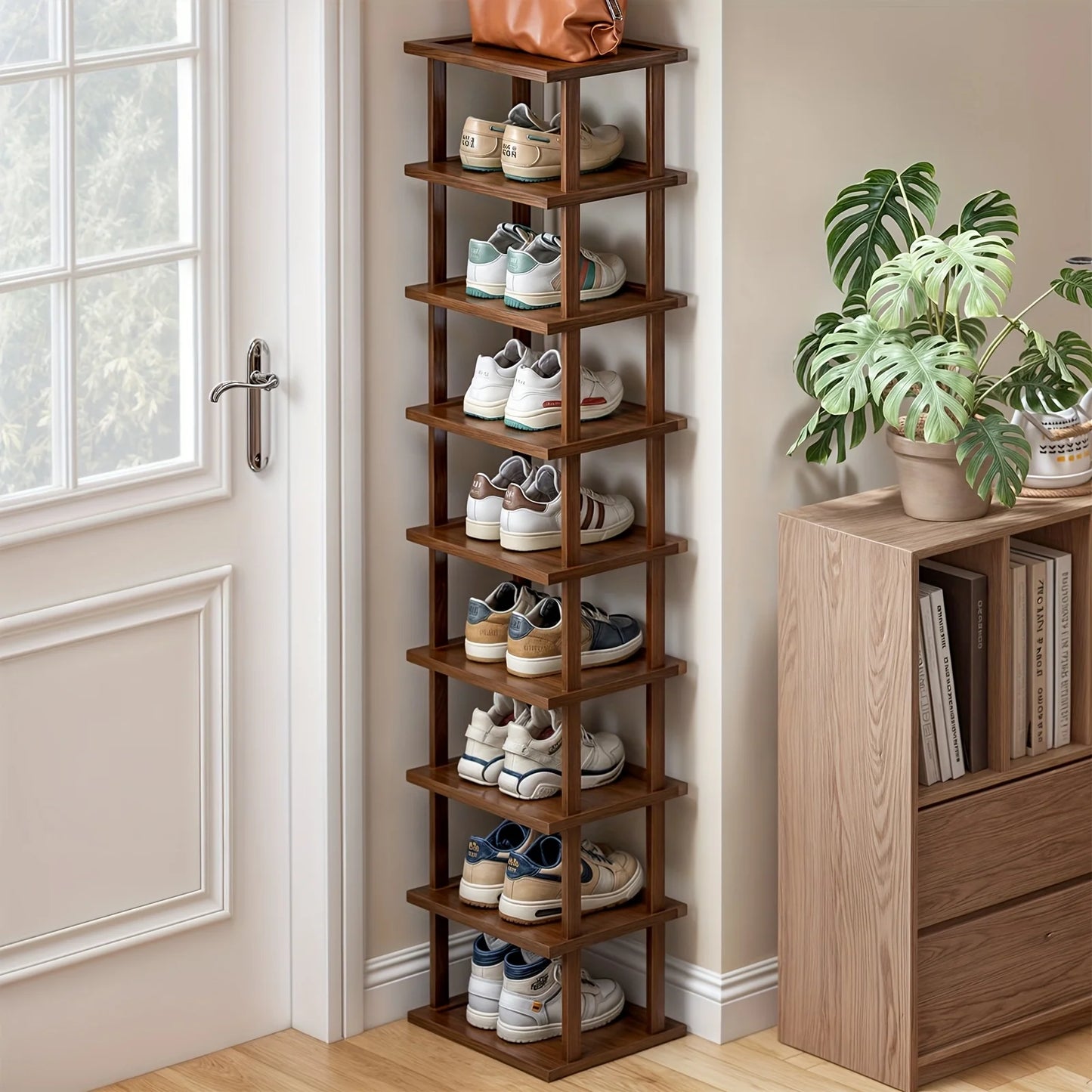 9-Level Bamboo Shoe Rack – Easy Assembly, Space-Saving Organizer