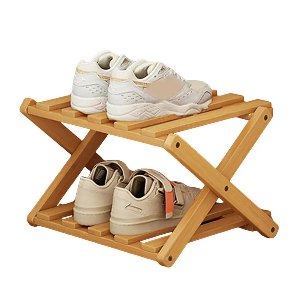 Bamboo Folding Shoe Rack – Space-Saving Organizer (2–5 Layers)