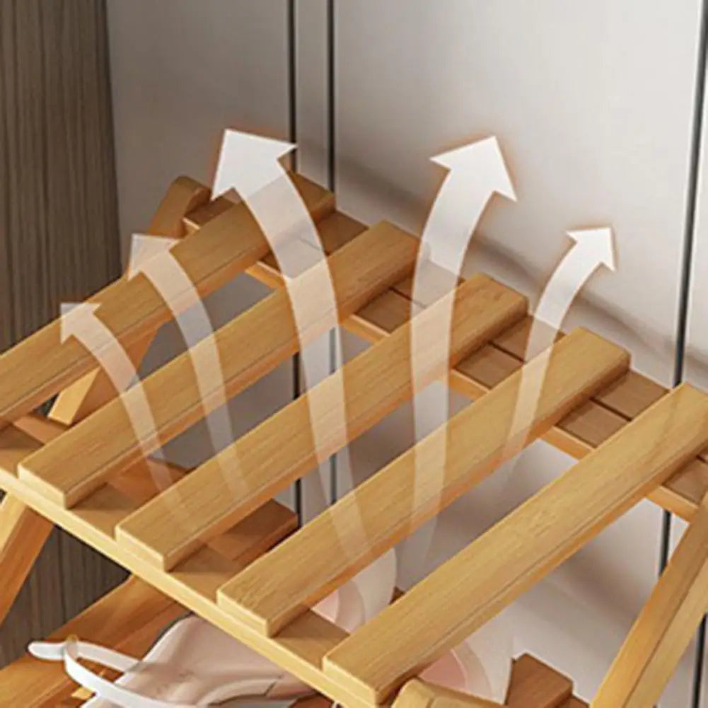 Bamboo Folding Shoe Rack – Space-Saving Organizer (2–5 Layers)