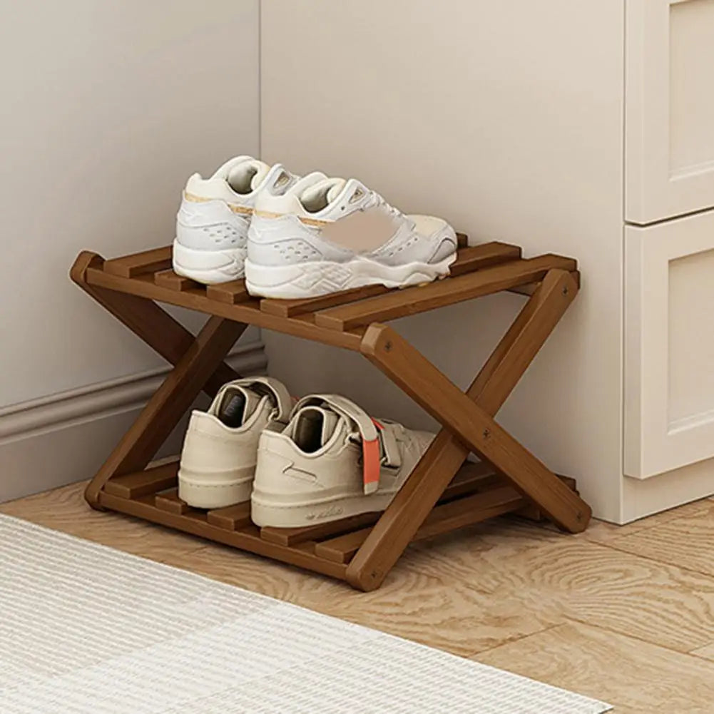 Bamboo Folding Shoe Rack – Space-Saving Organizer (2–5 Layers)