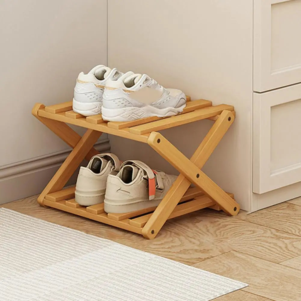 Bamboo Folding Shoe Rack – Space-Saving Organizer (2–5 Layers)