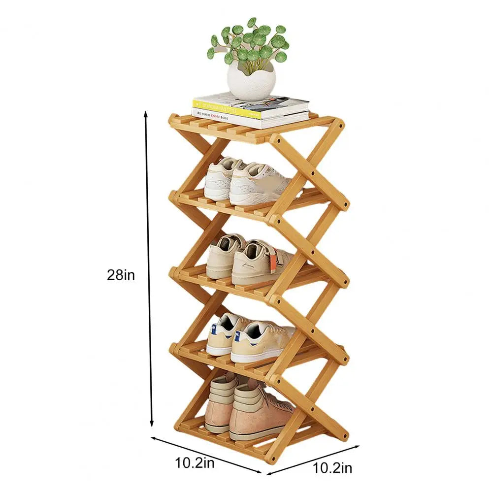 Bamboo Folding Shoe Rack – Space-Saving Organizer (2–5 Layers)
