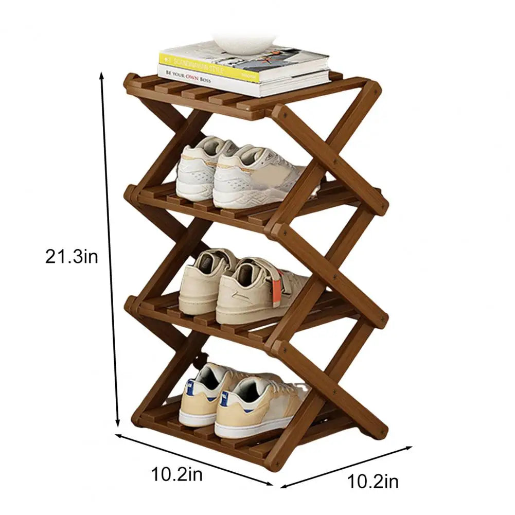 Bamboo Folding Shoe Rack – Space-Saving Organizer (2–5 Layers)