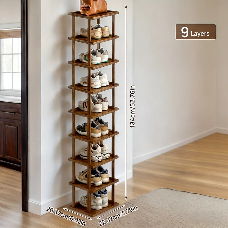9-Level Bamboo Shoe Rack – Easy Assembly, Space-Saving Organizer