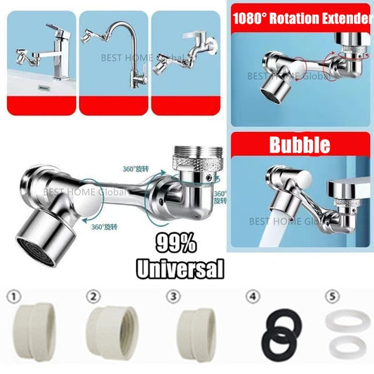 New 99% Universal 1080° Rotary Extender Faucet Aerator Robotic Arm Plastic Splash for Kitchen Washbasin Faucets Bubbler Nozzle.