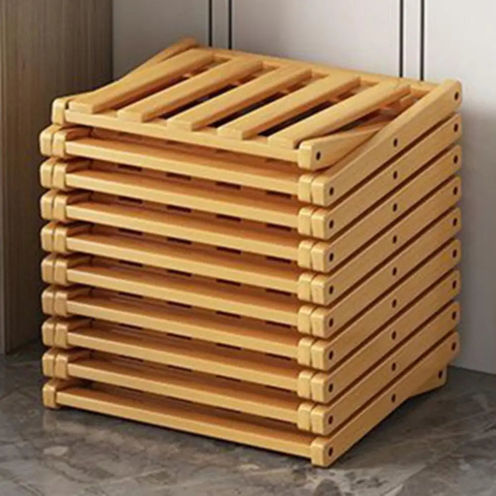 Bamboo Folding Shoe Rack – Space-Saving Organizer (2–5 Layers)