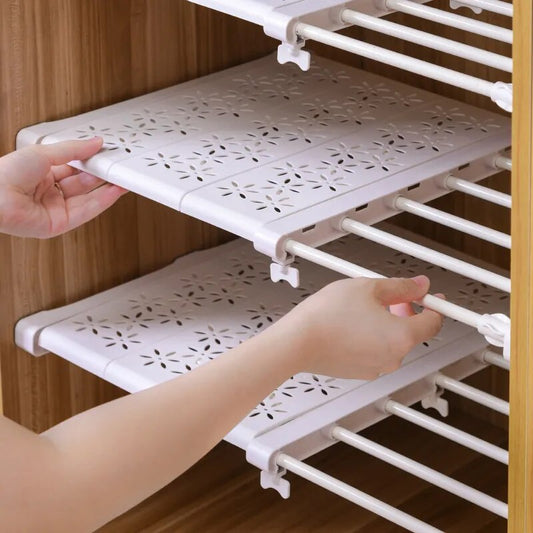 Adjustable Wardrobe Closet Organizer Clothes Storage Shelves for Kitchen Bathroom Telescopic Holders Shelf Wall Mounted Racks.