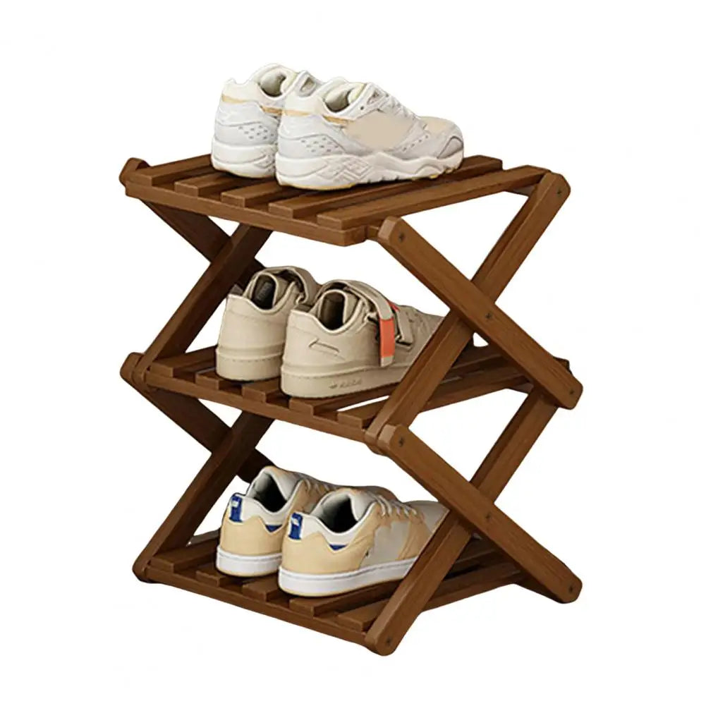 Bamboo Folding Shoe Rack – Space-Saving Organizer (2–5 Layers)