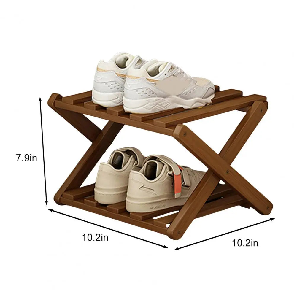 Bamboo Folding Shoe Rack – Space-Saving Organizer (2–5 Layers)