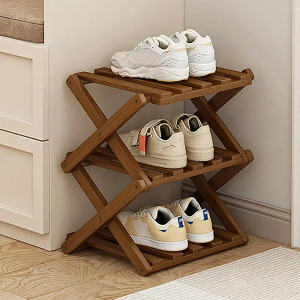 Bamboo Folding Shoe Rack – Space-Saving Organizer (2–5 Layers)