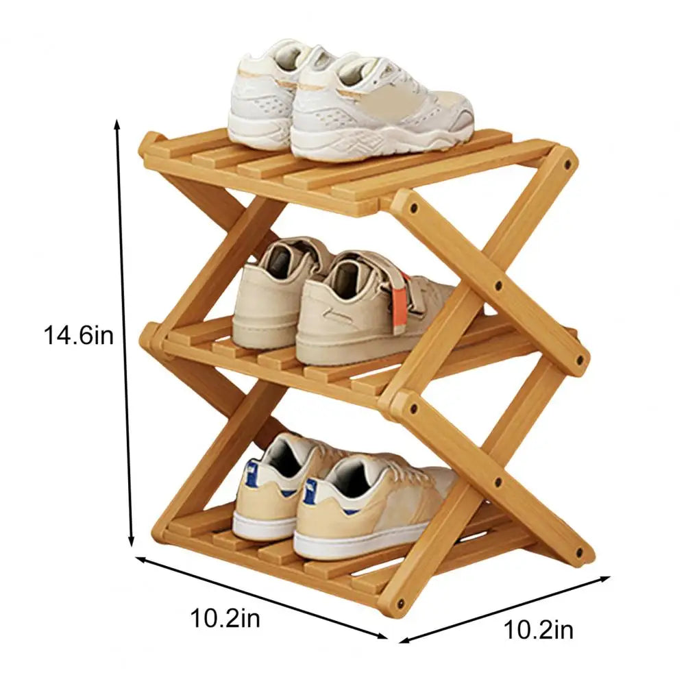 Bamboo Folding Shoe Rack – Space-Saving Organizer (2–5 Layers)
