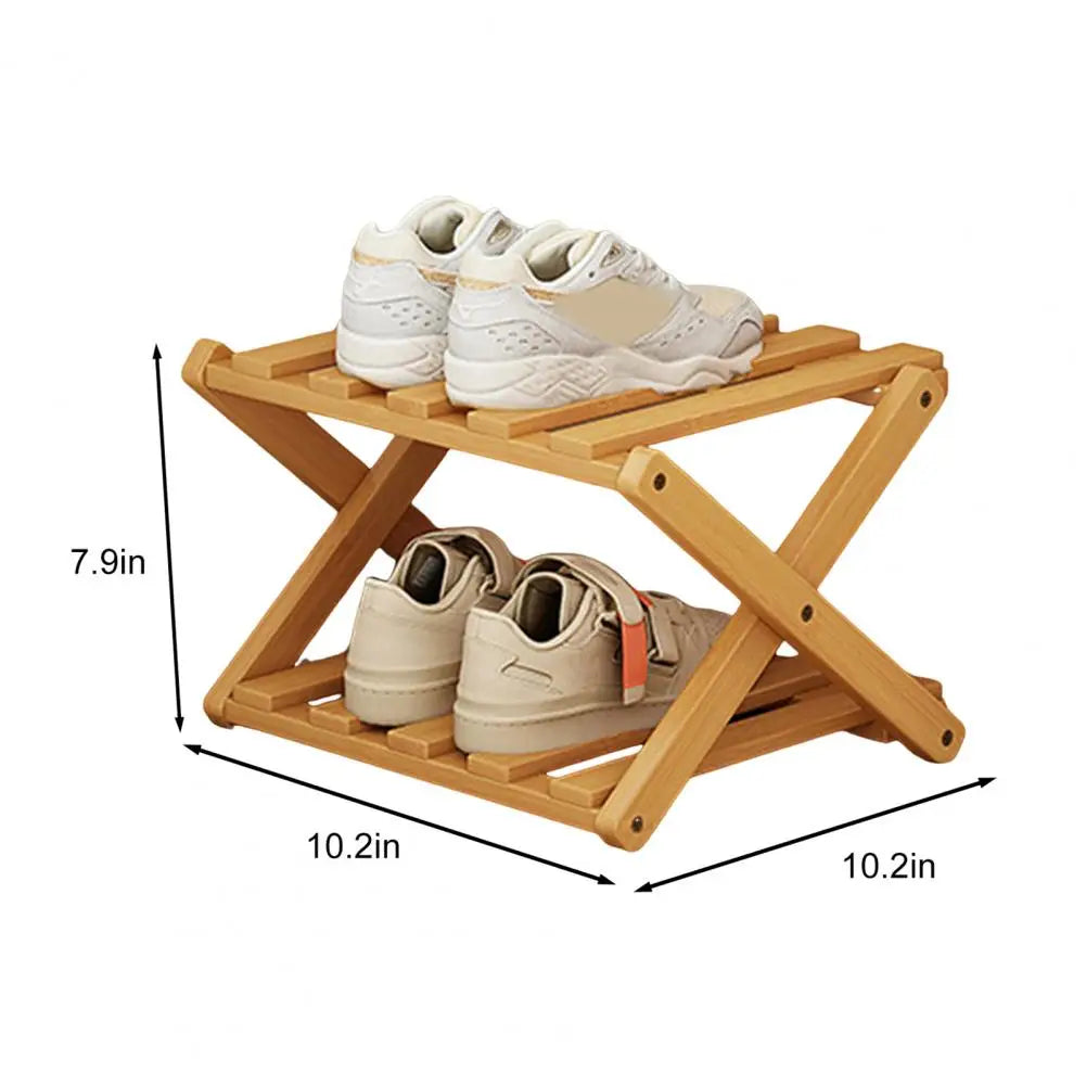 Bamboo Folding Shoe Rack – Space-Saving Organizer (2–5 Layers)