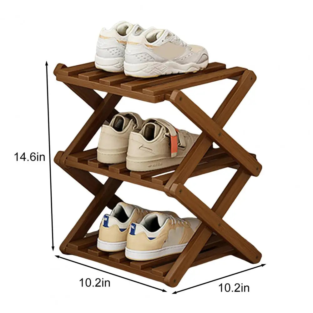 Bamboo Folding Shoe Rack – Space-Saving Organizer (2–5 Layers)