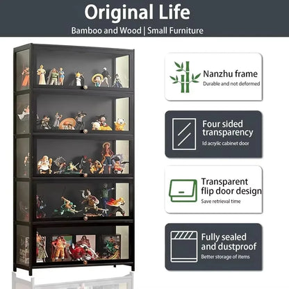 5-Tier Curio Display Cabinet, Storage Shelves with Acrylic Door