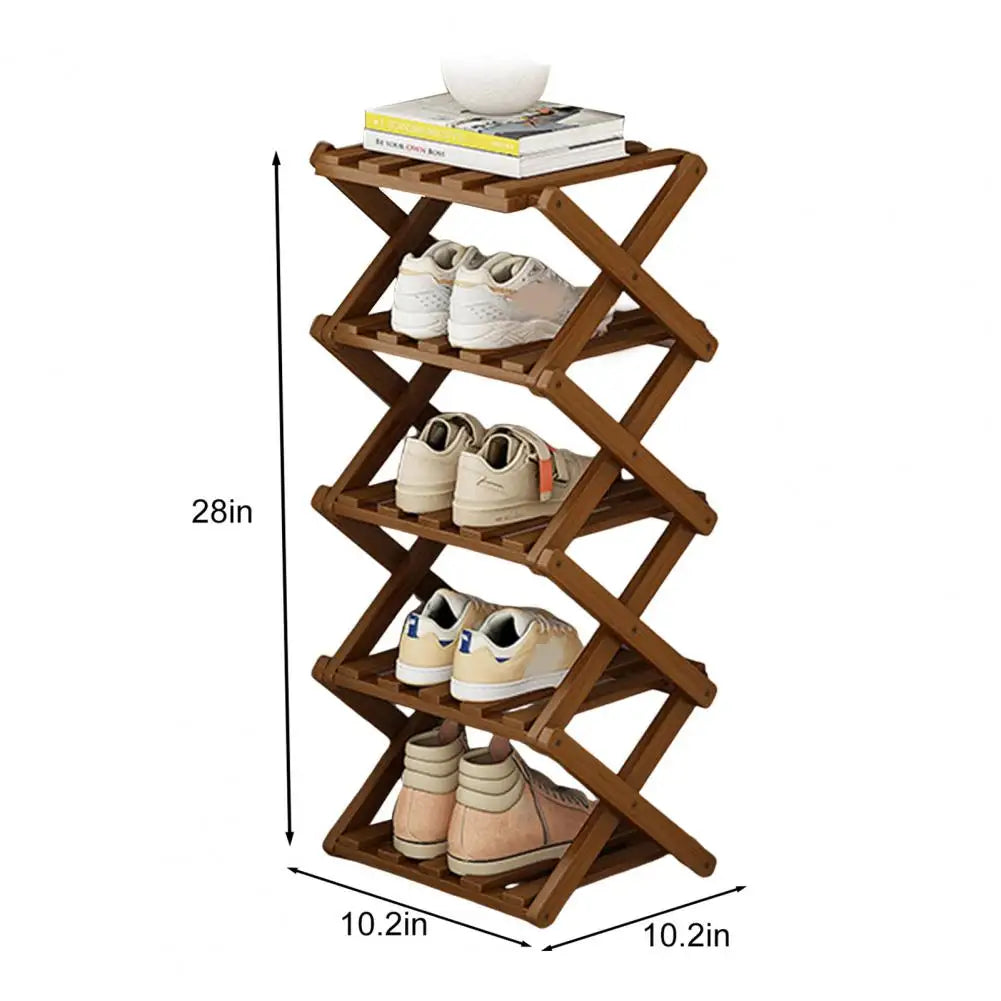 Bamboo Folding Shoe Rack – Space-Saving Organizer (2–5 Layers)