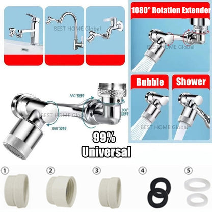 New 99% Universal 1080° Rotary Extender Faucet Aerator Robotic Arm Plastic Splash for Kitchen Washbasin Faucets Bubbler Nozzle.