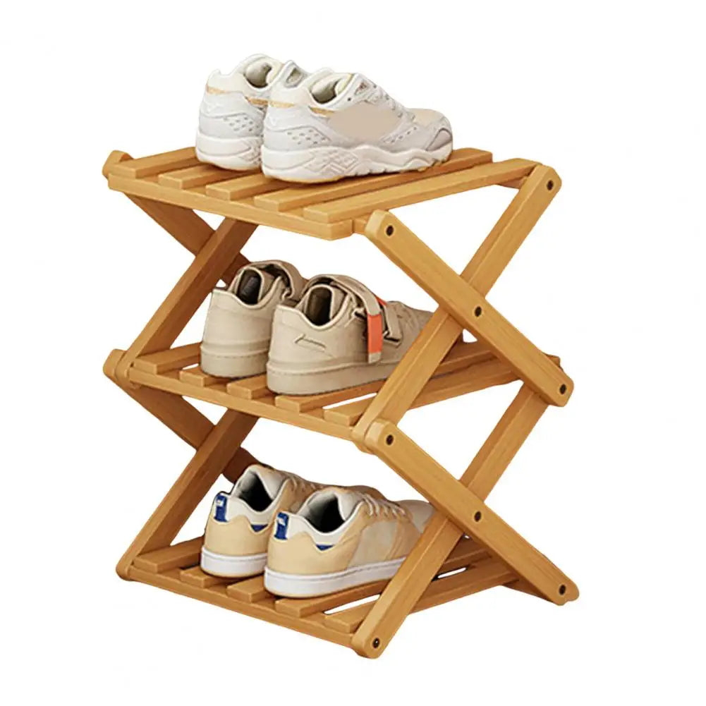 Bamboo Folding Shoe Rack – Space-Saving Organizer (2–5 Layers)