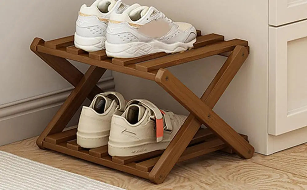 Bamboo Folding Shoe Rack – Space-Saving Organizer (2–5 Layers)
