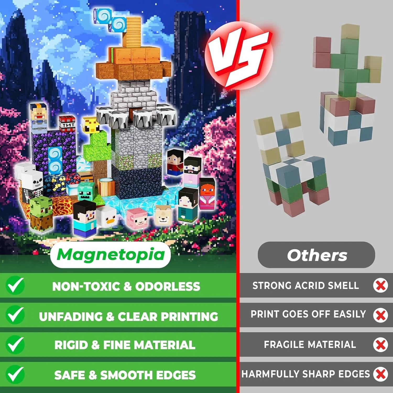 150Pcs Magnetic Blocks, Build an Adventure World, Stem-Certified Sensory Toys for Boys and Girls Ages 3+