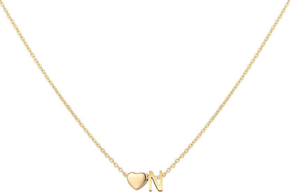 Initial Heart Necklace 18K Gold Plated Stainless Steel Tiny Heart Letter Necklace Personalized Monogram Name Necklace for Women