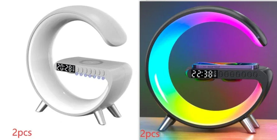 G-Shaped LED Atmosphere Lamp | Bluetooth Speaker & 15W Wireless Charger