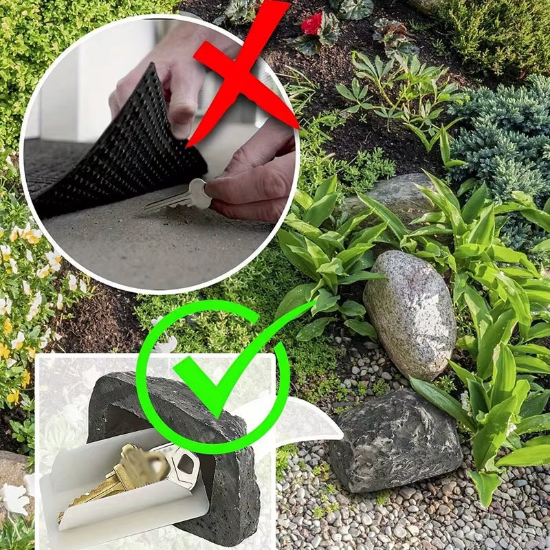 Discreet Stone-Shaped Hidden Key Storage Box for Outdoor Security - Perfect for Courtyards and Gardens