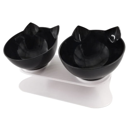 Pet Double Cat Bowl With Raised Stand.