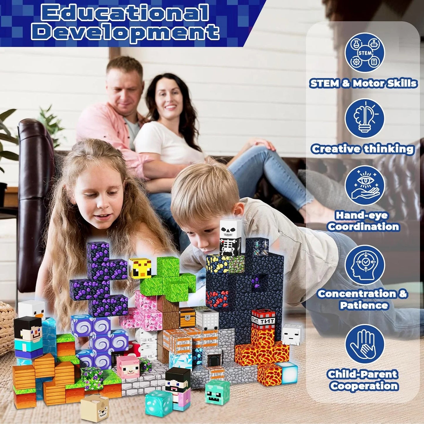 150Pcs Magnetic Blocks, Build an Adventure World, Stem-Certified Sensory Toys for Boys and Girls Ages 3+