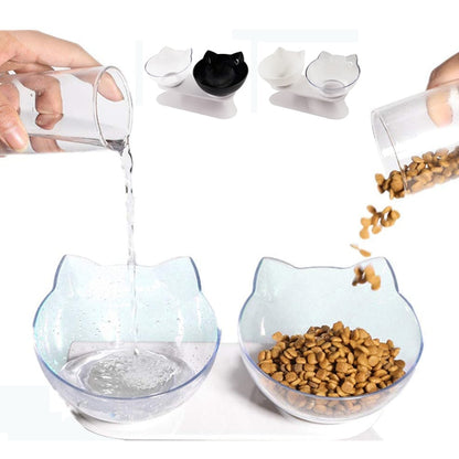Pet Double Cat Bowl With Raised Stand.